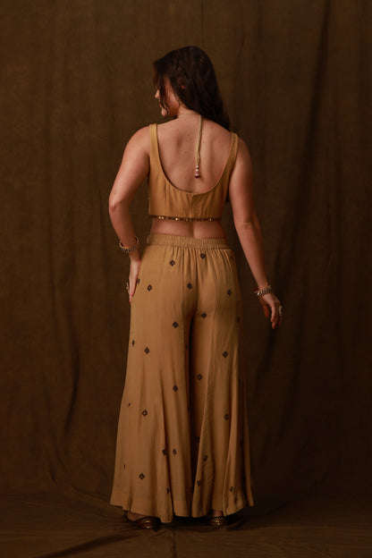 Zarkha Gold Sharara Cape Set