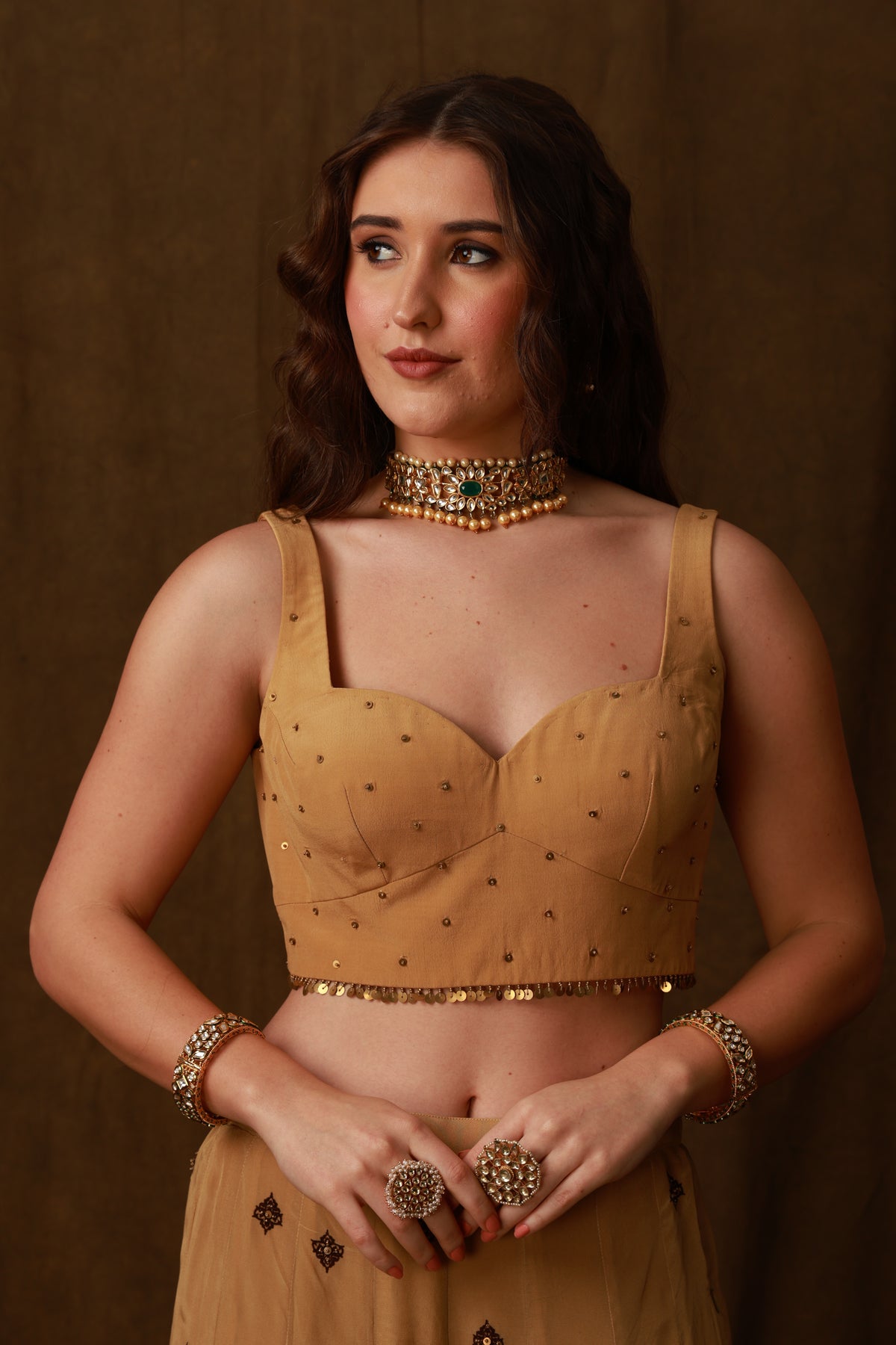 Zarkha Gold Sharara Cape Set