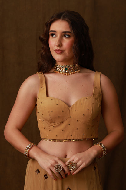 Zarkha Gold Sharara Cape Set