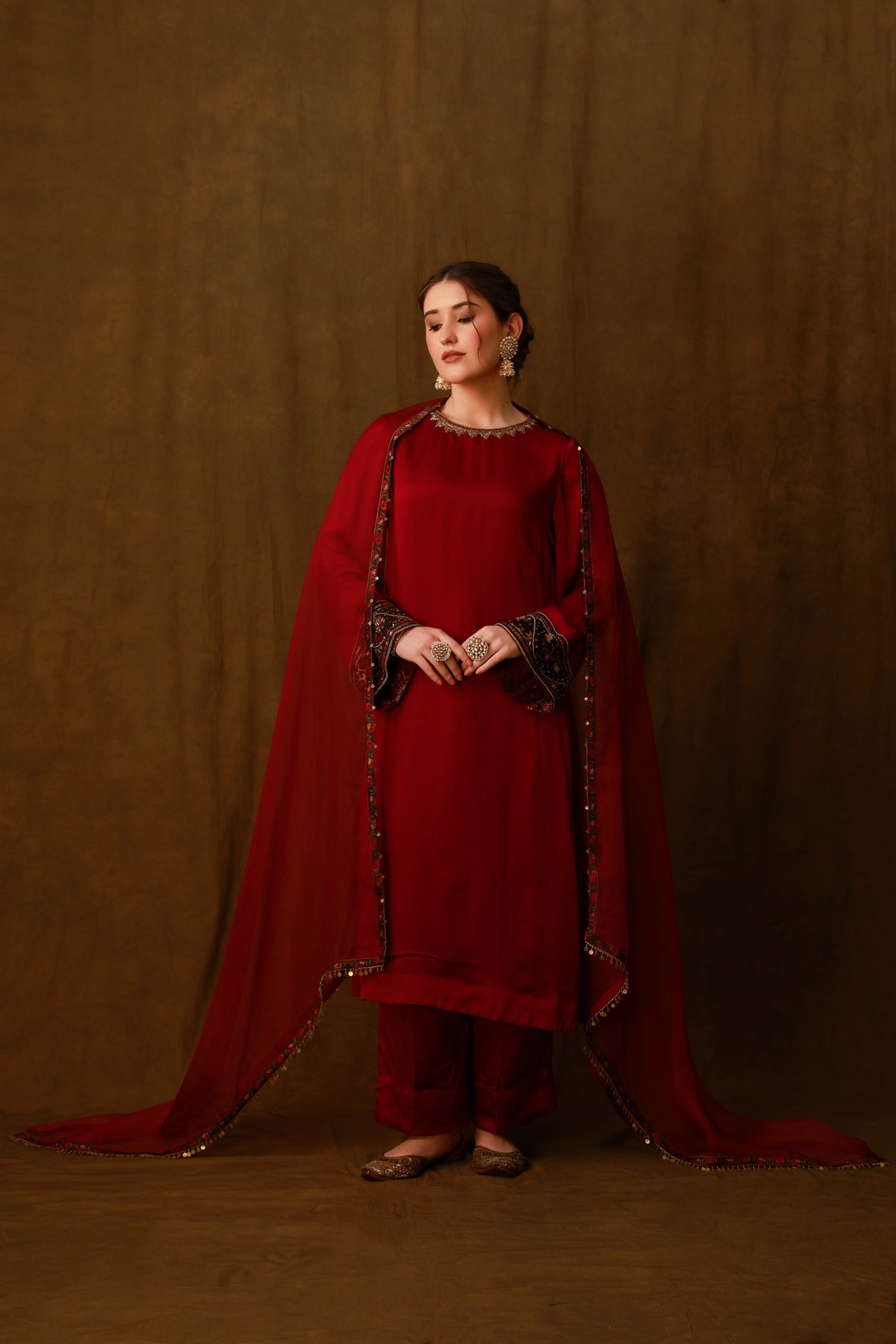 Zarkha Maroon Kurta Set