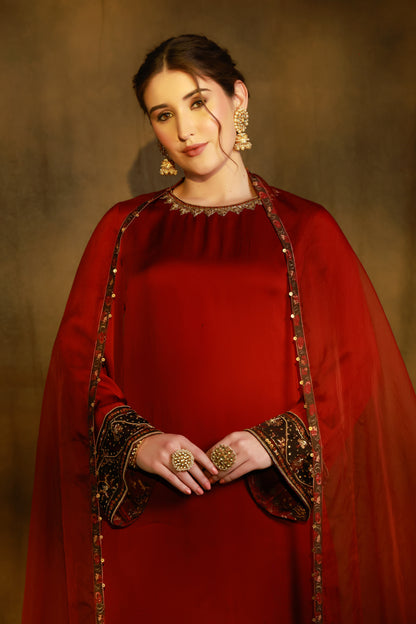 Zarkha Maroon Kurta Set