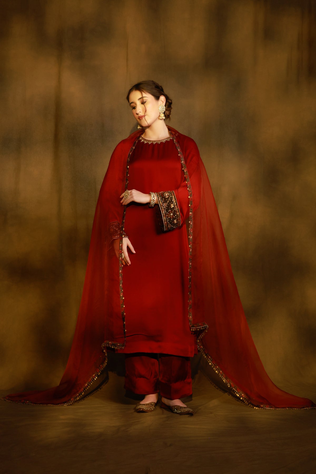 Zarkha Maroon Kurta Set