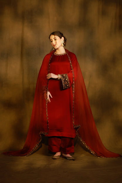 Zarkha Maroon Kurta Set