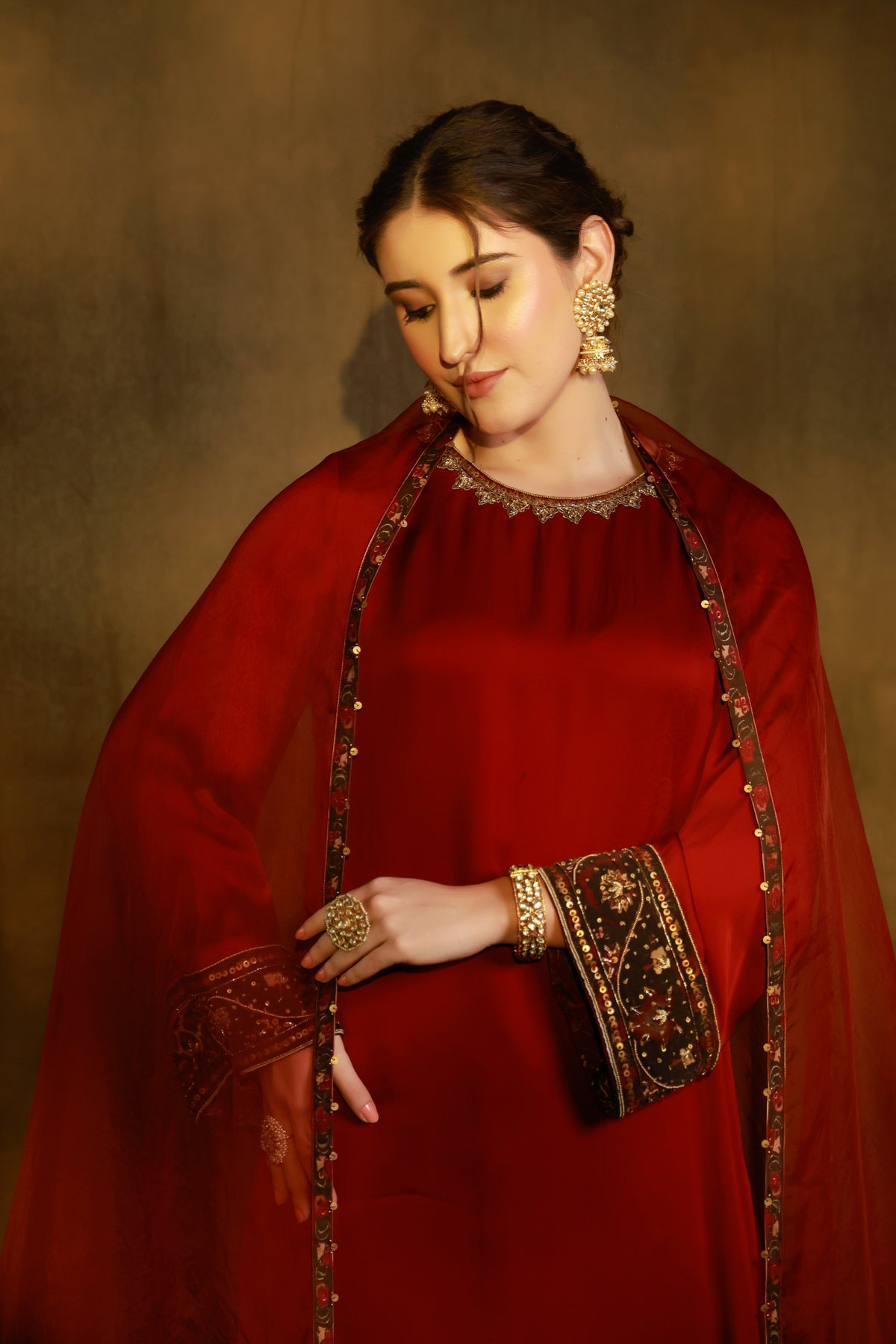 Zarkha Maroon Kurta Set