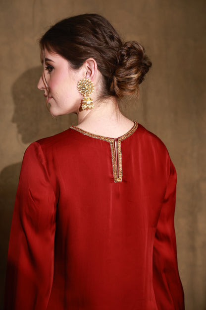 Zarkha Maroon Kurta Set