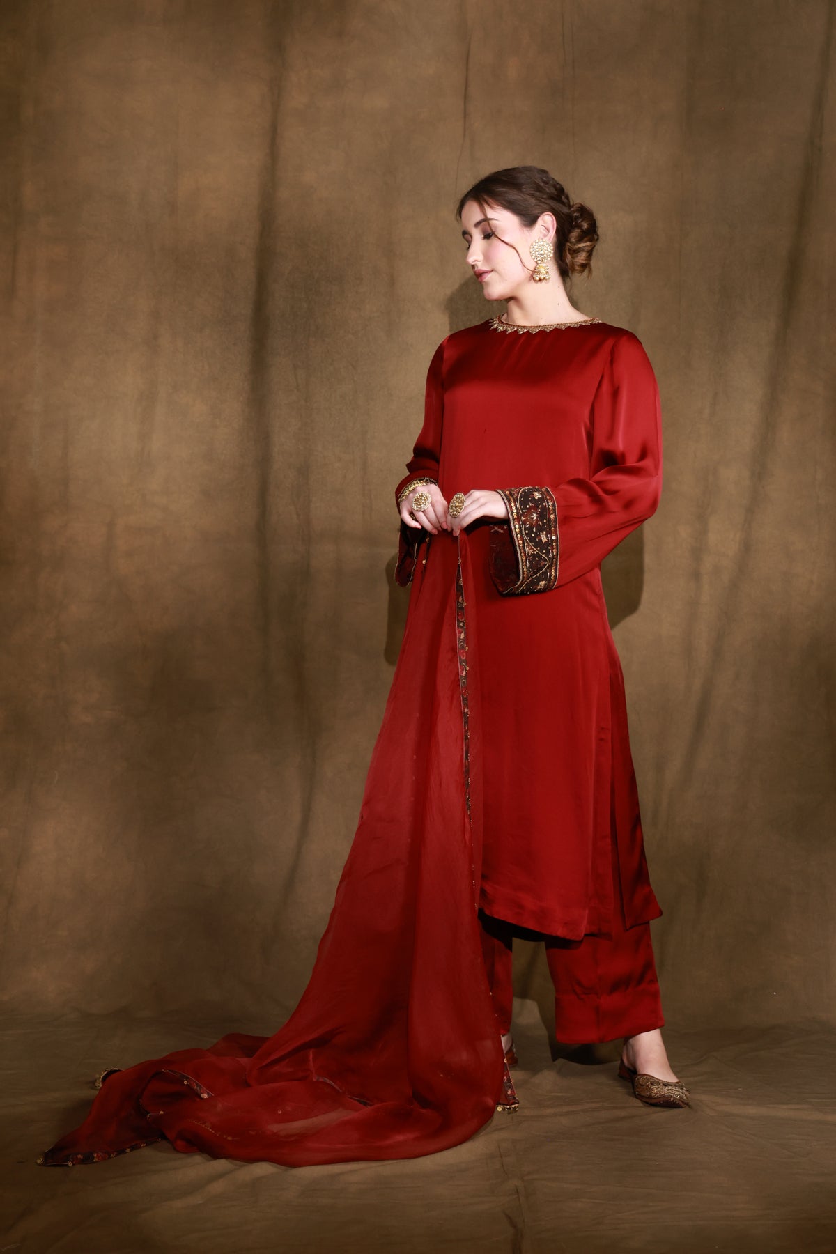 Zarkha Maroon Kurta Set