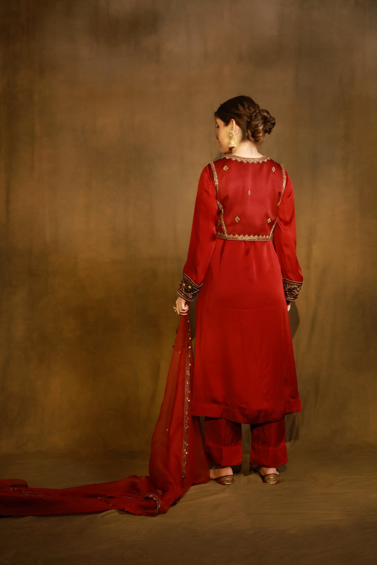 Zarkha Maroon Kurta Jacket set