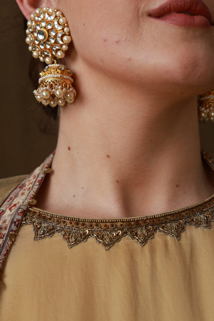 Zarkha Gold Kurta Jacket Set