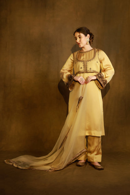 Zarkha Gold Kurta Jacket Set