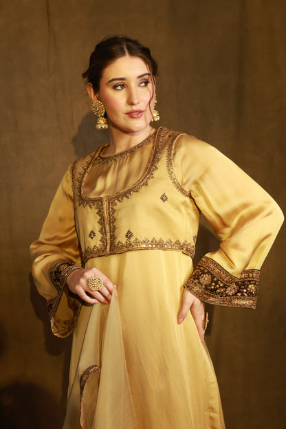 Zarkha Gold Kurta Jacket Set