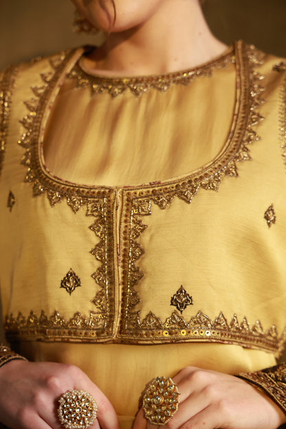 Zarkha Gold Kurta Jacket Set
