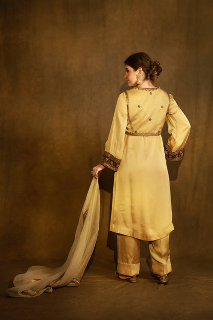 Zarkha Gold Kurta Jacket Set