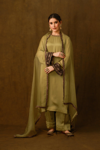 Zarkha Green Kurta Set