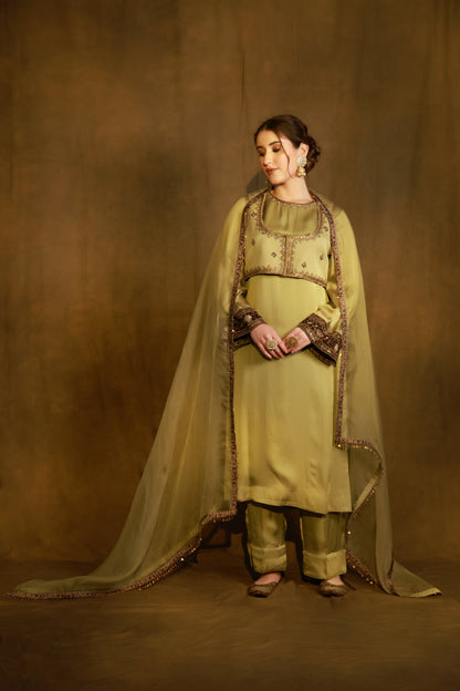 Zarkha Green Kurta Jacket set