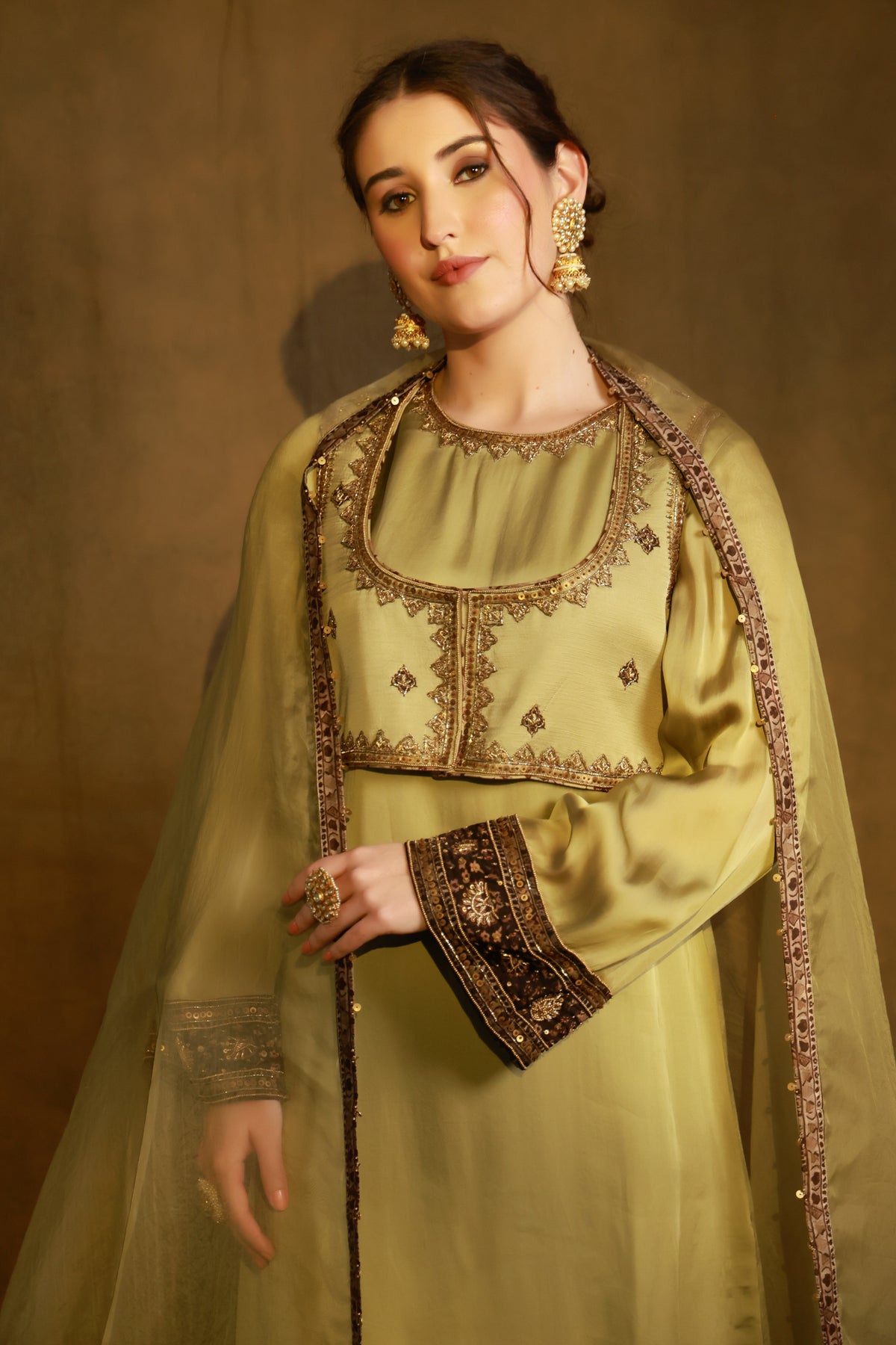 Zarkha Green Kurta Jacket set