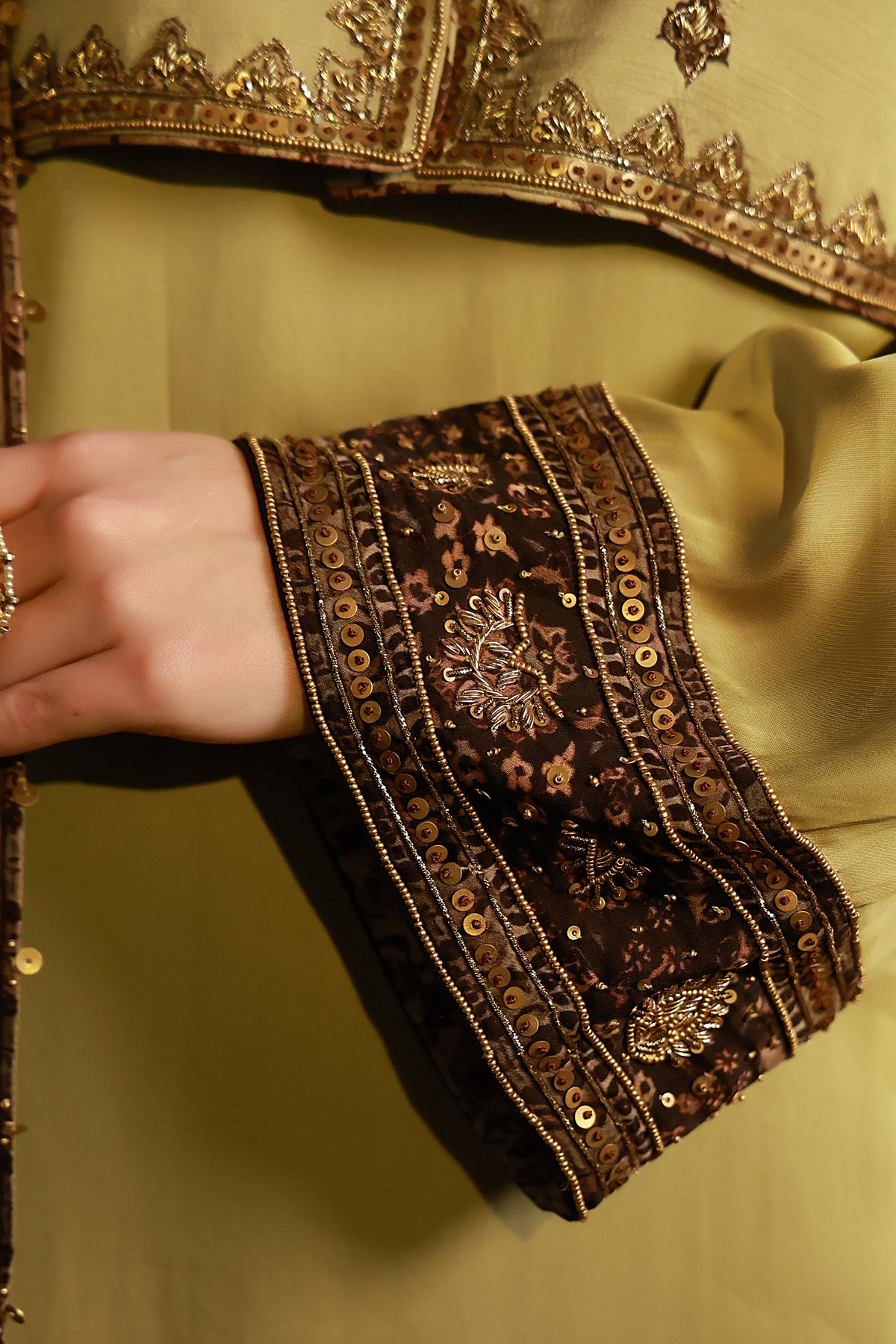 Zarkha Green Kurta Jacket set
