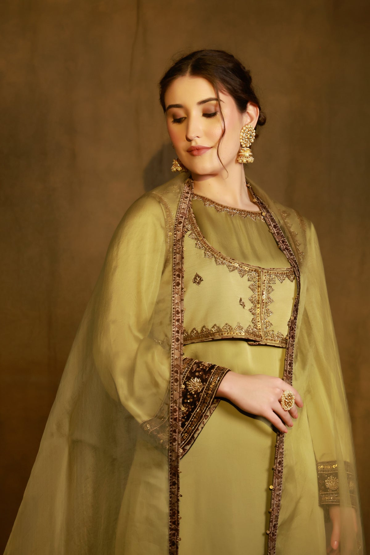 Zarkha Green Kurta Jacket set
