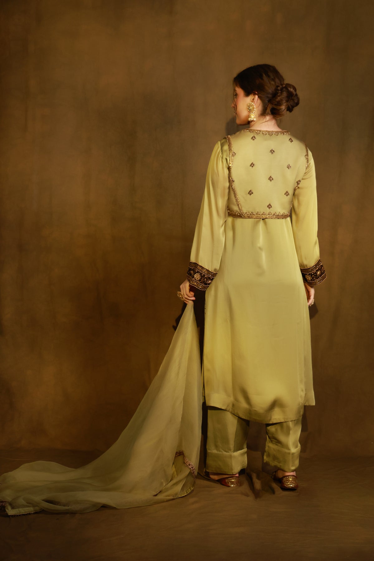 Zarkha Green Kurta Jacket set