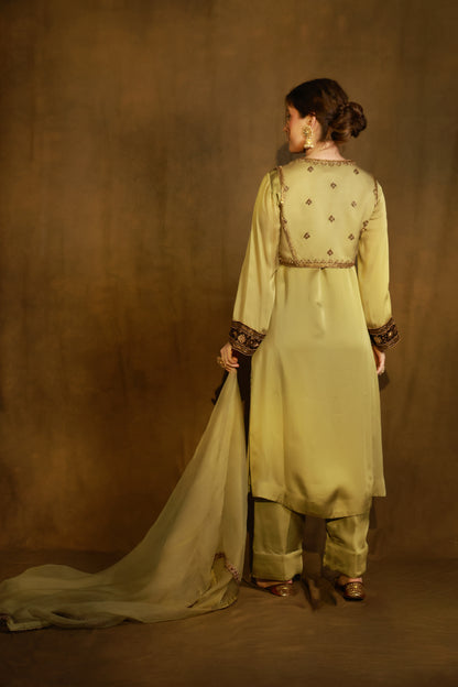 Zarkha Green Kurta Jacket set