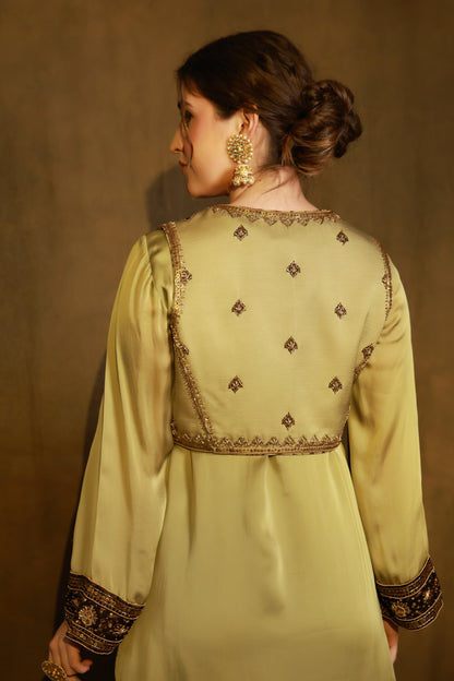Zarkha Green Kurta Jacket set