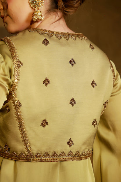 Zarkha Green Kurta Jacket set