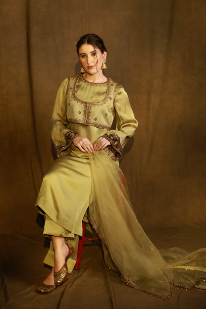 Zarkha Green Kurta Jacket set