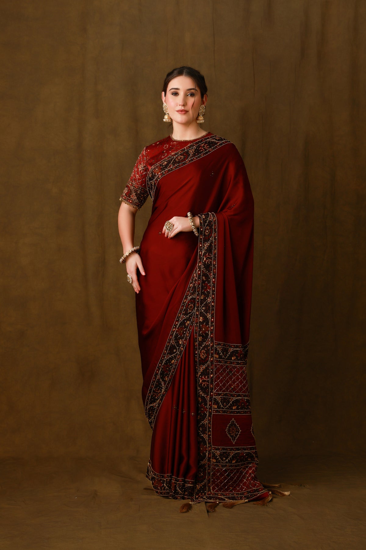 Zarkha Maroon Saree