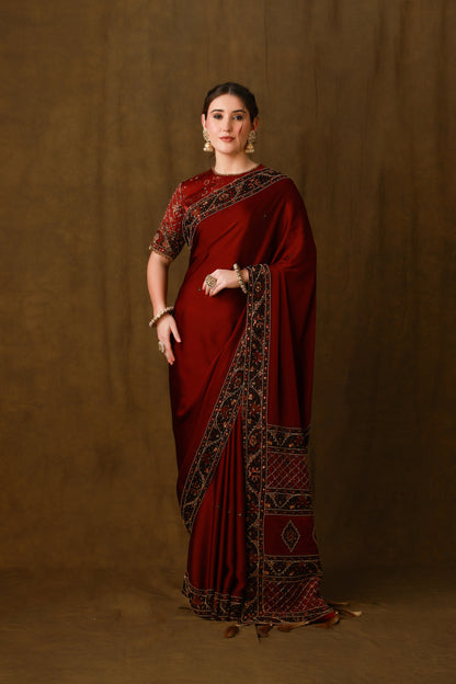 Zarkha Maroon Saree