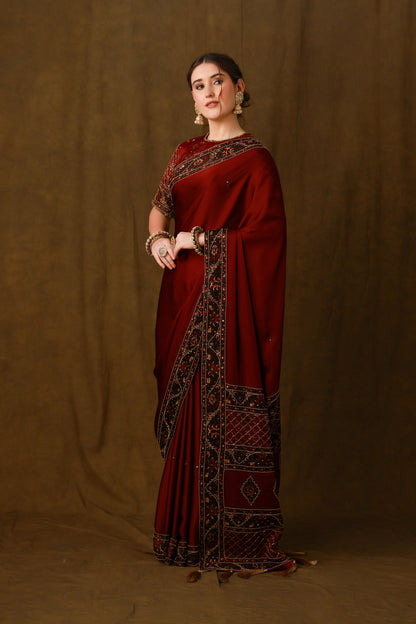 Zarkha Maroon Saree