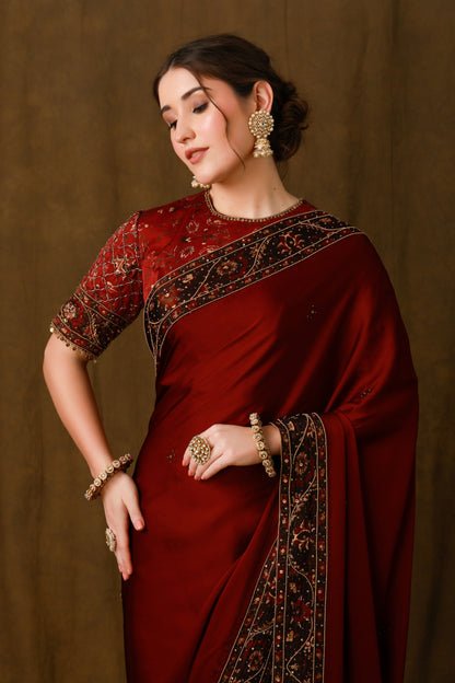 Zarkha Maroon Saree