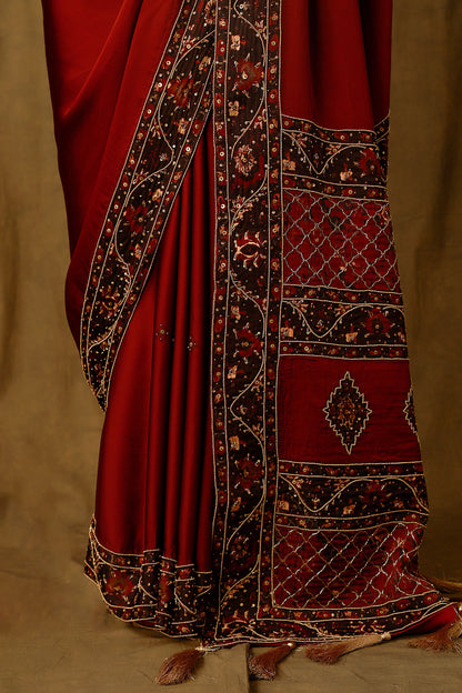 Zarkha Maroon Saree