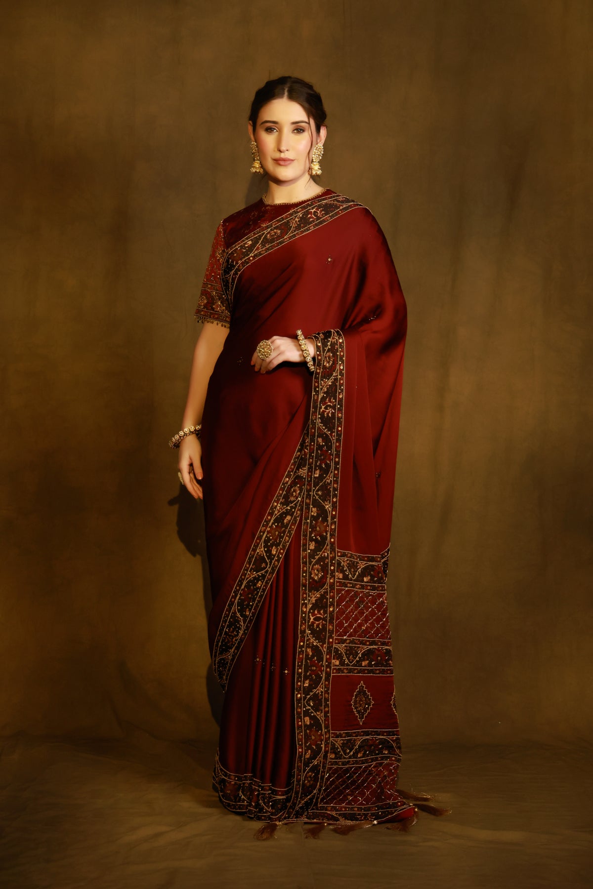 Zarkha Maroon Saree