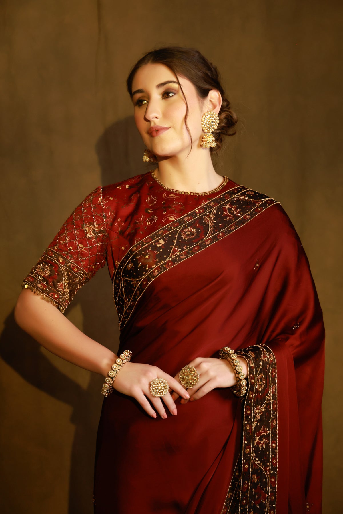 Zarkha Maroon Saree