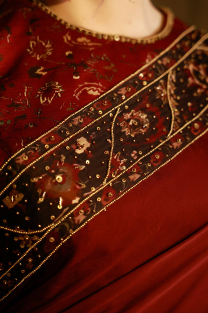Zarkha Maroon Saree
