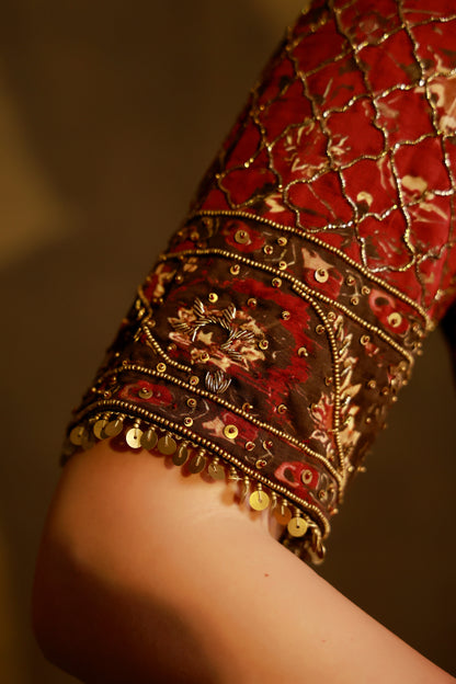 Zarkha Maroon Saree