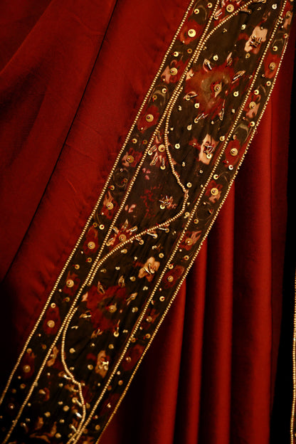 Zarkha Maroon Saree