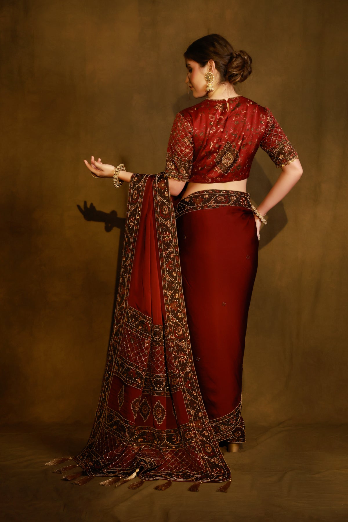 Zarkha Maroon Saree