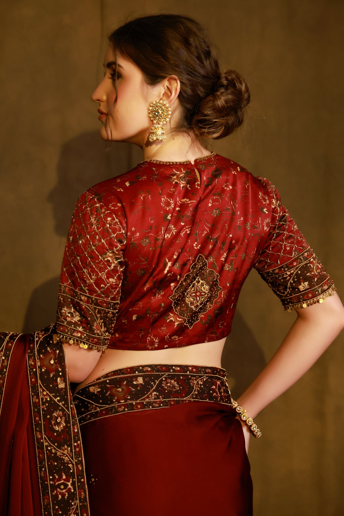 Zarkha Maroon Saree