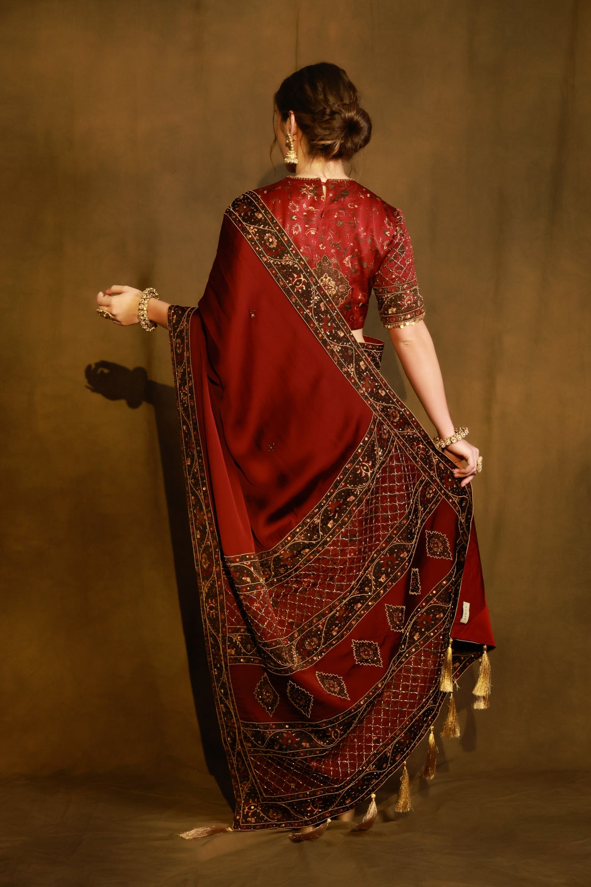 Zarkha Maroon Saree