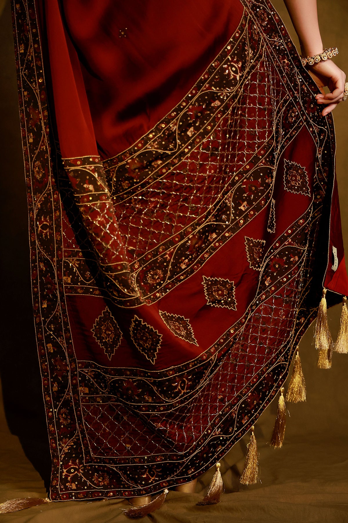 Zarkha Maroon Saree