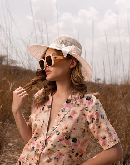 AFRIYA FLORAL WHISPERING PASTELS SHORT BLAZER