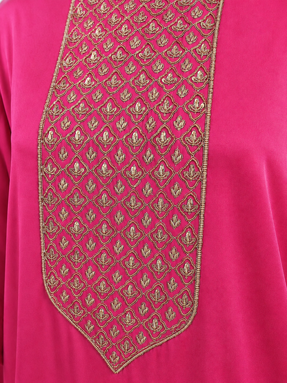 Hoor-e-Mahal Pink & Red Ombre Kaftan Set