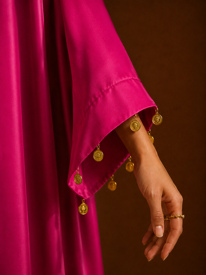 Hoor-e-Mahal Pink & Red Ombre Kaftan Set
