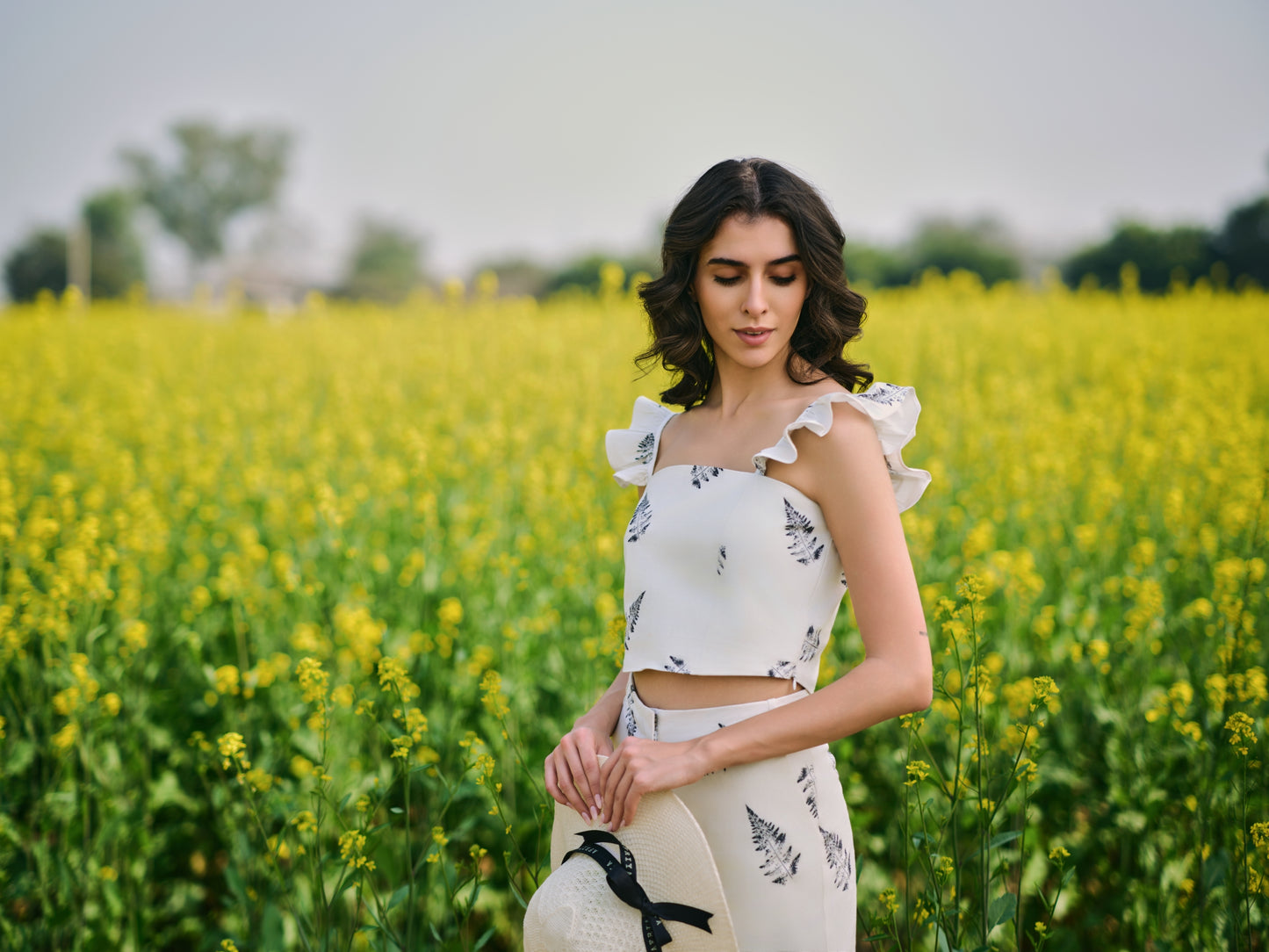 Monochrome Fern Crop Top