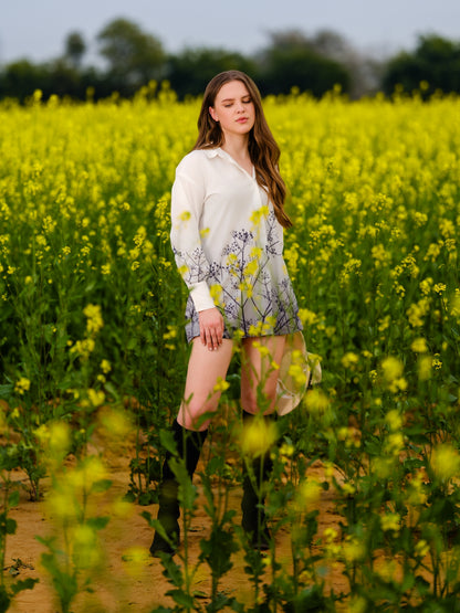 Monochrome Meadow Long Shirt