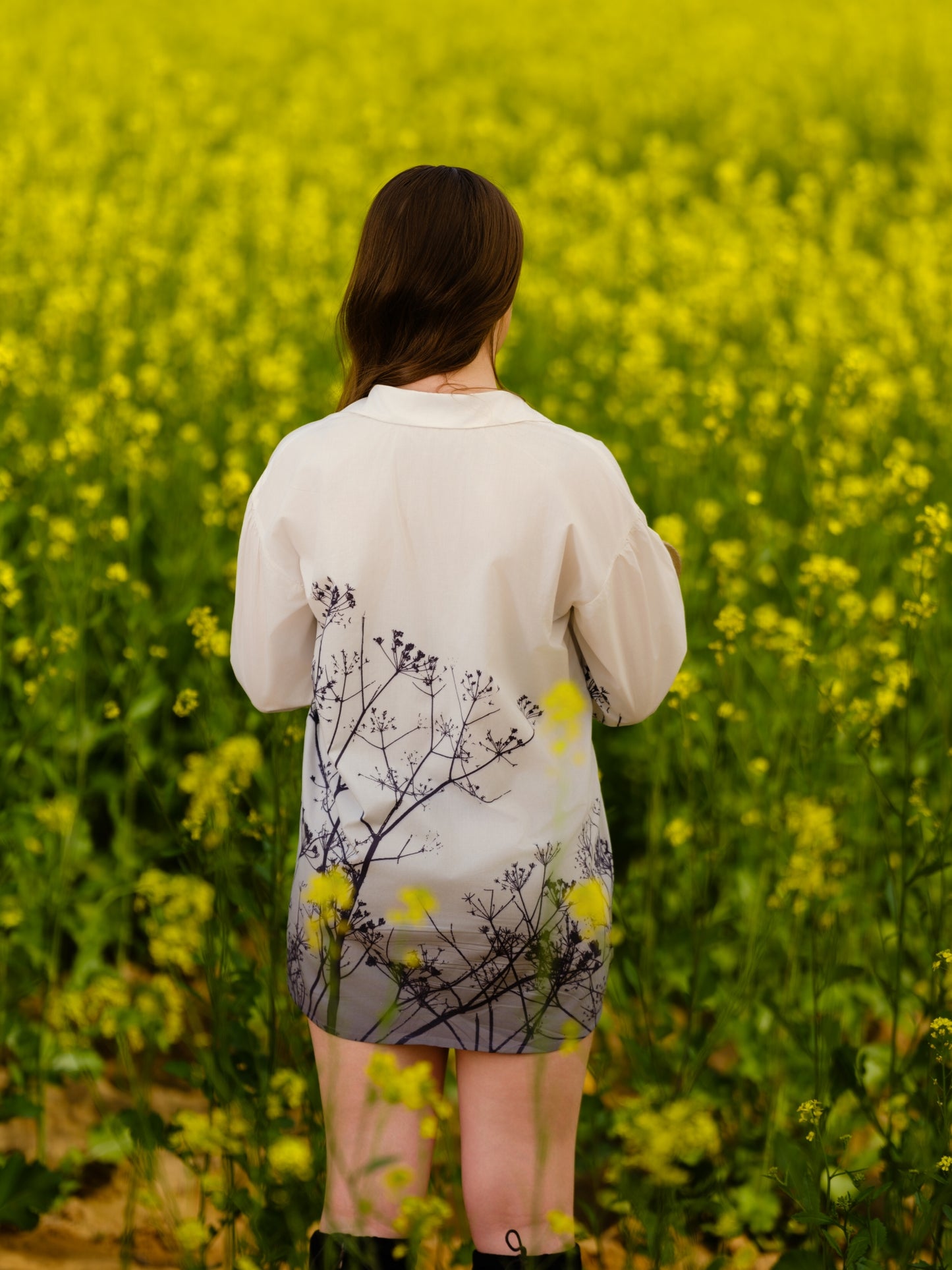 Monochrome Meadow Long Shirt
