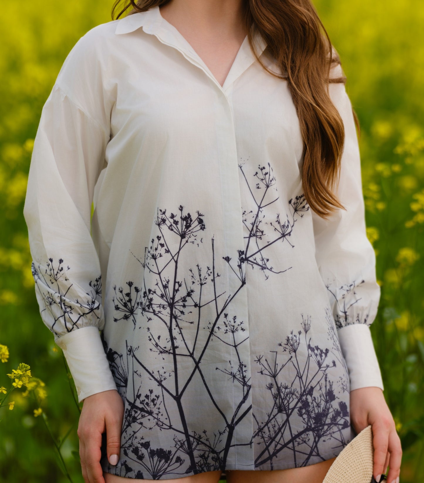Monochrome Meadow Long Shirt