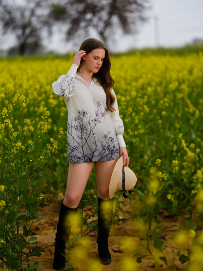 Monochrome Meadow Long Shirt