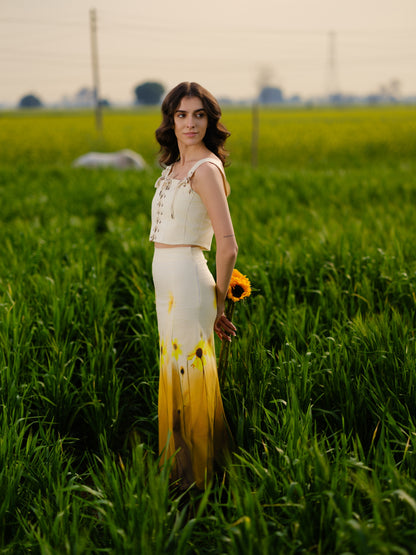 Yellow Meadow Corset Crop Top