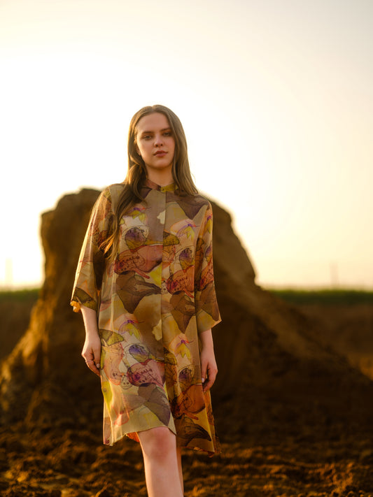 MULTI ABSTRACT SHIRT DRESS